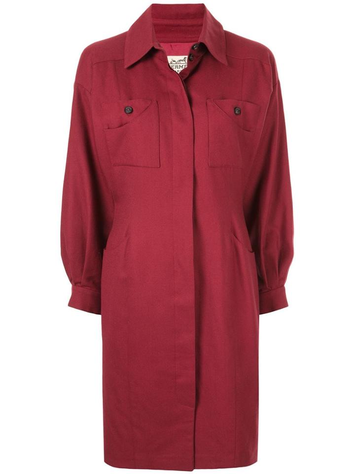 Hermès Pre-owned Slim Waist Knee-length Coat - Red