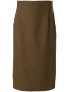 Krizia Vintage Straight Midi Skirt - Brown