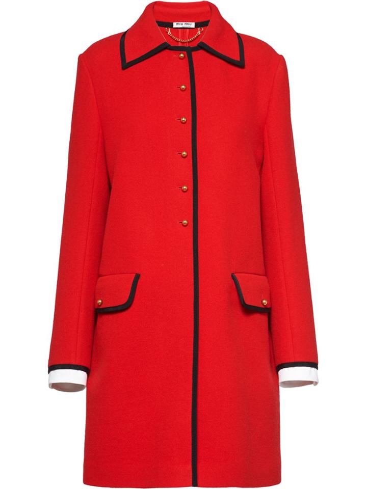 Miu Miu Contrast Trim Coat - Red