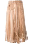 Rochas - Layered Pleated Skirt - Women - Silk - 42, Nude/neutrals, Silk