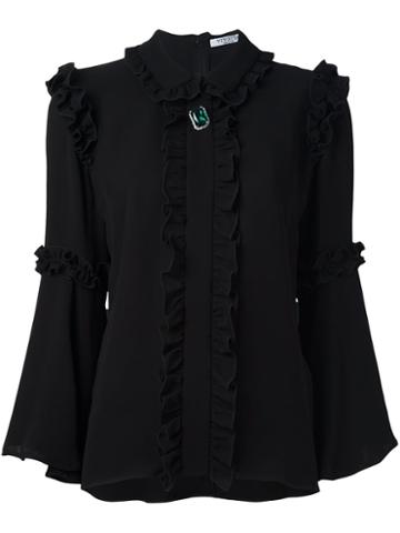 Vivetta 'olmo' Ruffle Trim Shirt, Women's, Size: 40, Black, Viscose