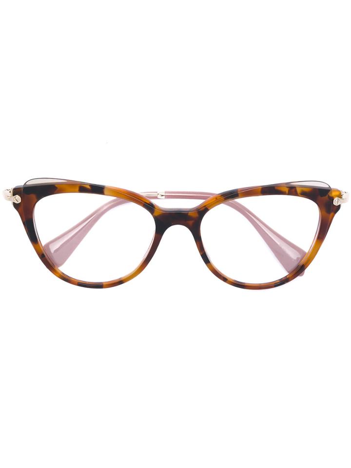 Miu Miu Eyewear Cat Eye Glasses - Brown