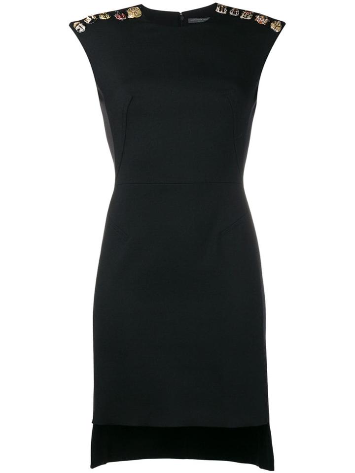 Alexander Mcqueen Embroidered Shoulder Dress - Black