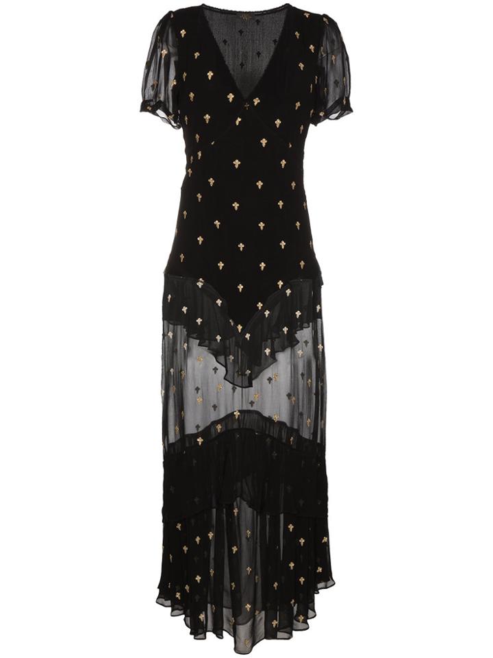 De La Vali Juliette Cross Embroidered Dress - Black