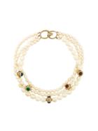 Givenchy Vintage Pearl Effect Three Tier Necklace - White