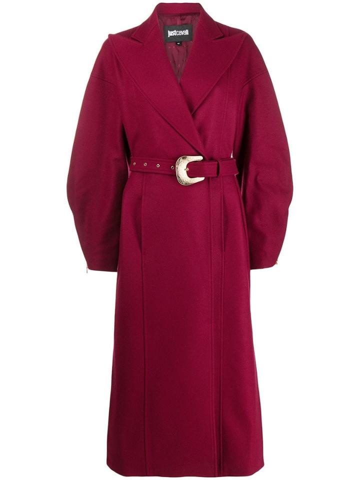 Just Cavalli Long Belted Coat - Red