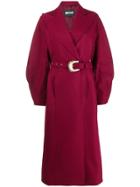 Just Cavalli Long Belted Coat - Red