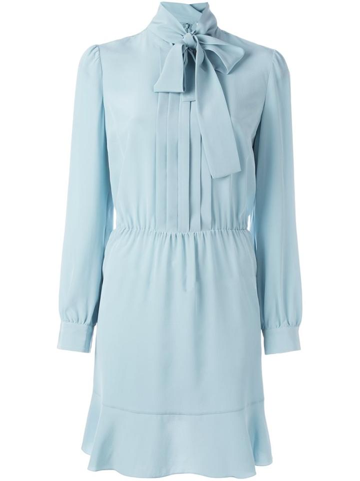 Red Valentino Pussy Bow Dress, Women's, Size: 38, Blue, Silk
