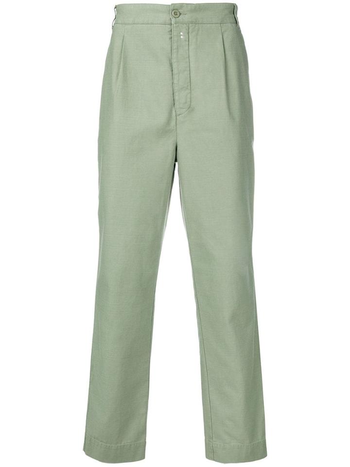 Officine Generale High Rise Tapered Trousers - Green