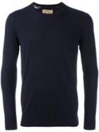 Burberry Check Jacquard Detail Cashmere Sweater - Blue