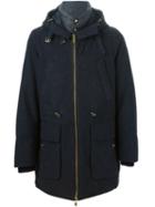 Moncler Gamme Bleu Hooded Padded Coat, Men's, Size: 4, Blue, Feather Down/polyamide/cupro/wool