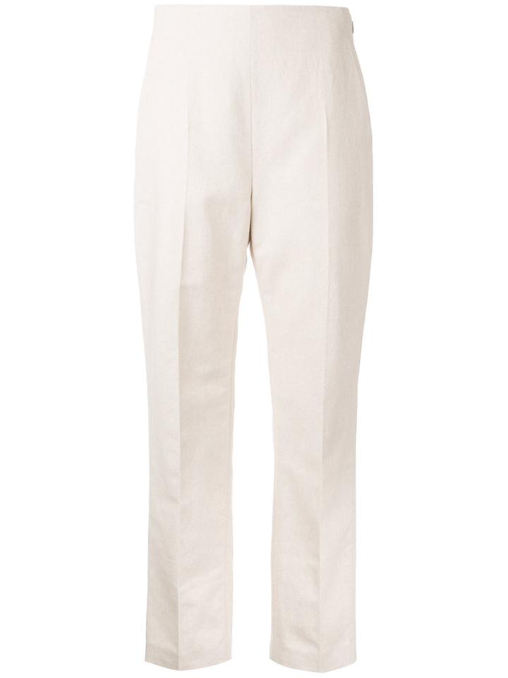 Delpozo Tailored Tapered Trousers, Women's, Size: 40, Brown, Cotton/linen/flax