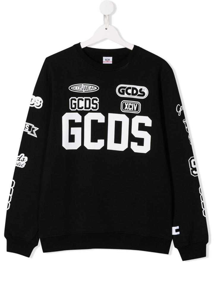 Gcds Kids Teen Printed Logos Sweatshirt - Black
