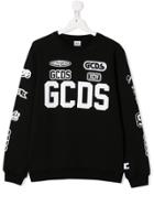 Gcds Kids Teen Printed Logos Sweatshirt - Black