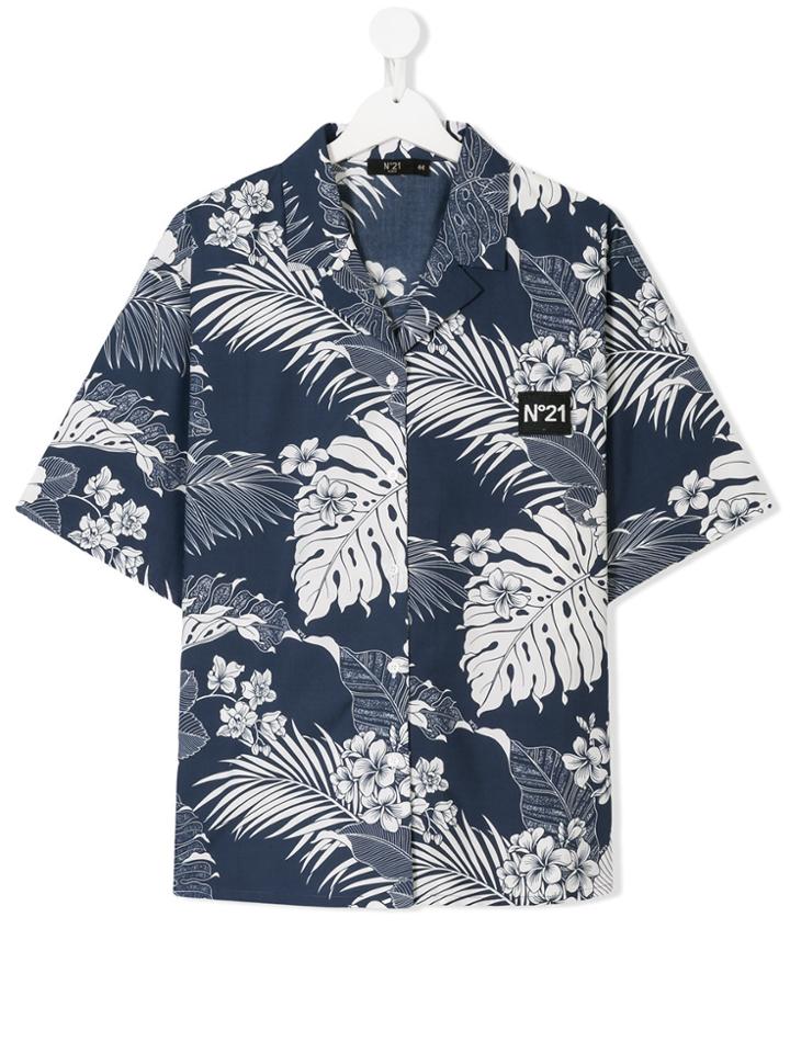 No21 Kids Teen Floral Print Shirt - Blue