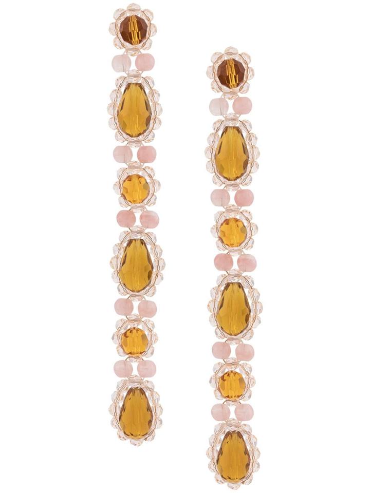 Simone Rocha Beaded Long Drop Earrings - Orange