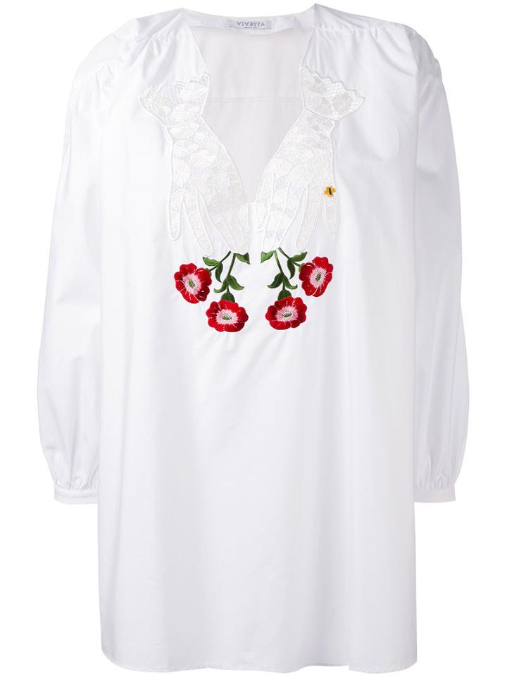 Vivetta - Floral Embroidered Blouse - Women - Cotton - 38, Women's, White, Cotton