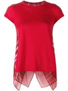 Sacai Open Back Scarf Print T-shirt, Women's, Size: 2, Red, Linen/flax/polyester