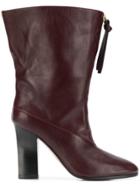 Stuart Weitzman Block Heel Ankle Boots - Red