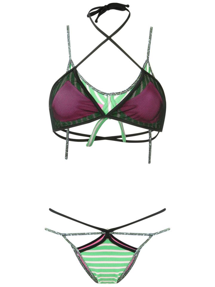 Janiero Strappy Bikini Set, Women's, Size: Medium, Green, Polyamide/elastodiene