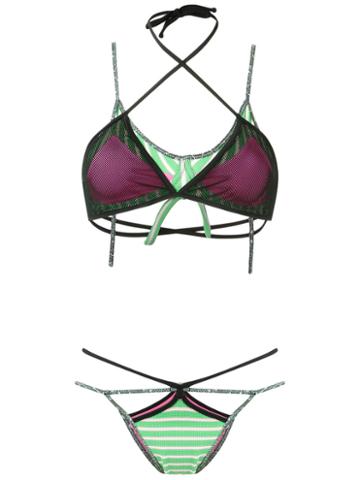 Janiero Strappy Bikini Set, Women's, Size: Medium, Green, Polyamide/elastodiene