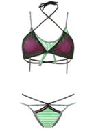 Janiero Strappy Bikini Set, Women's, Size: Medium, Green, Polyamide/elastodiene