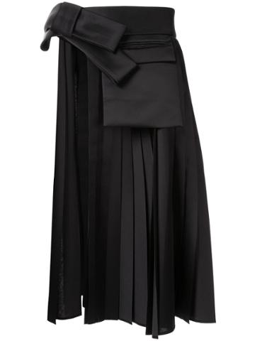 Dice Kayek Cut Out Side Pleated Skirt - Black