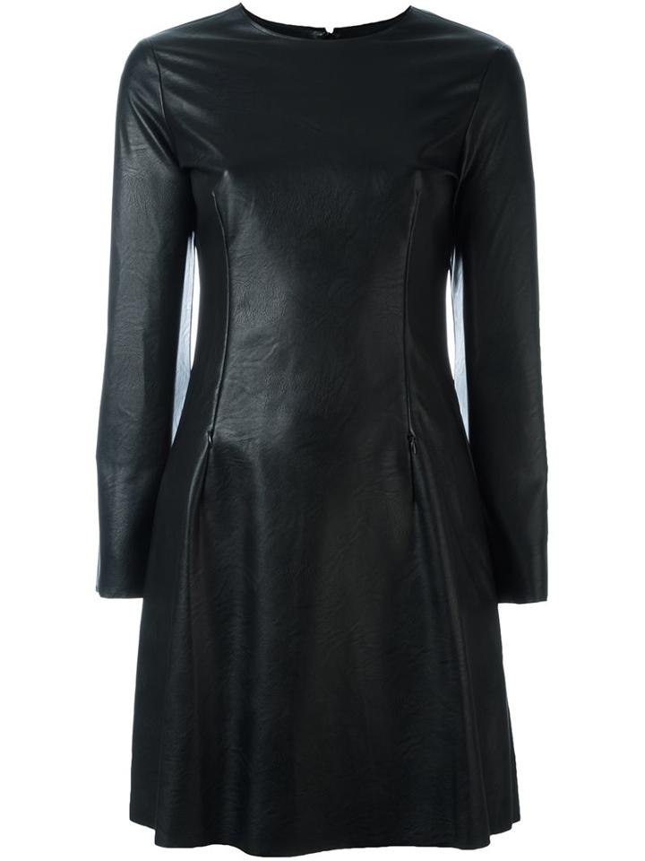 Mm6 Maison Margiela Flared Longsleeved Dress, Women's, Size: 40, Black, Viscose/polyurethane
