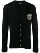 Balmain Logo Patch Knitted Cardigan - Black