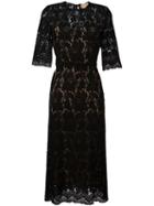 Erika Cavallini Lace Midi Dress, Women's, Size: 46, Black, Cotton/viscose/polyamide/polyester