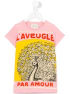 Gucci Kids Peacock Print T-shirt, Girl's, Size: 12 Yrs, Pink/purple
