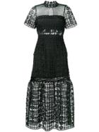 Self-portrait Crochet Midi Dress - Black