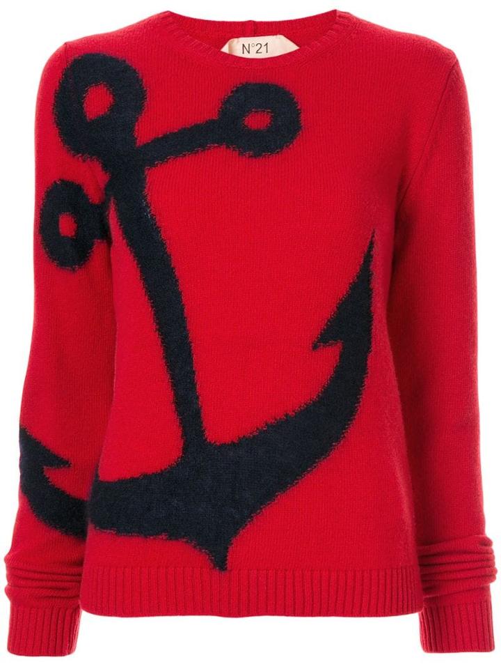 Nº21 Anchor Intarsia Jumper - Red