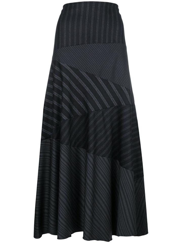 Romeo Gigli Vintage Stripe Flared Midi Skirt - Blue