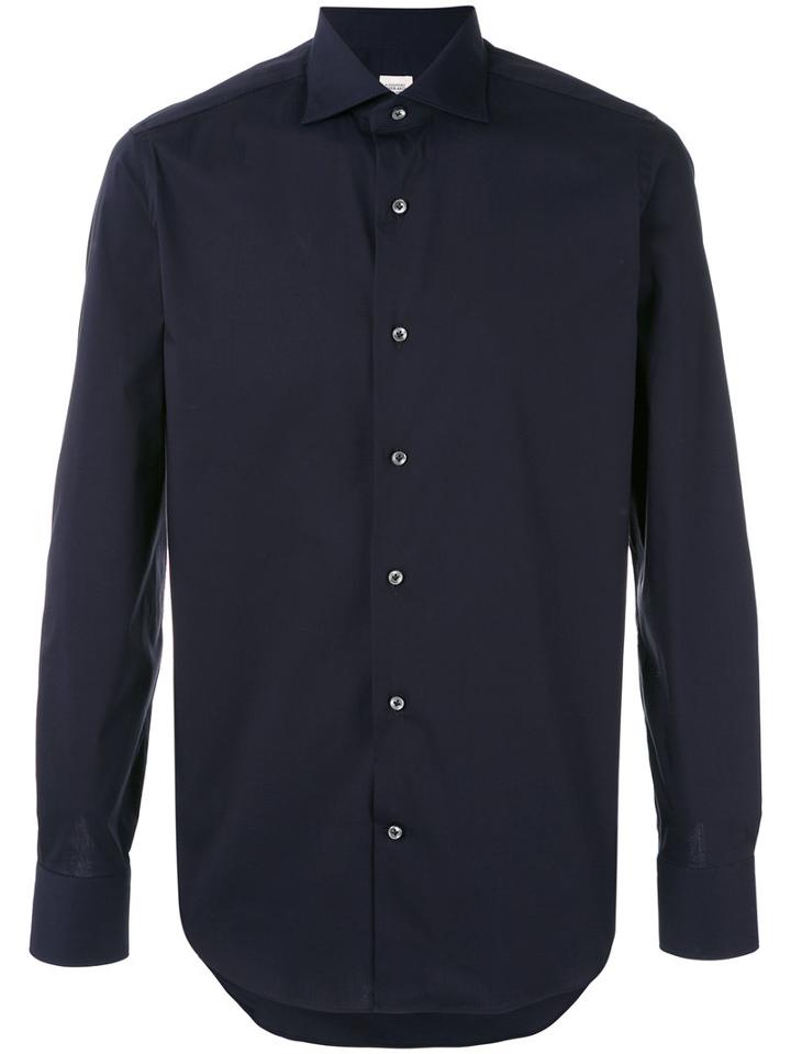 Alessandro Gherardi - Curved Hem Shirt - Men - Cotton/polyamide/spandex/elastane - 38, Blue, Cotton/polyamide/spandex/elastane