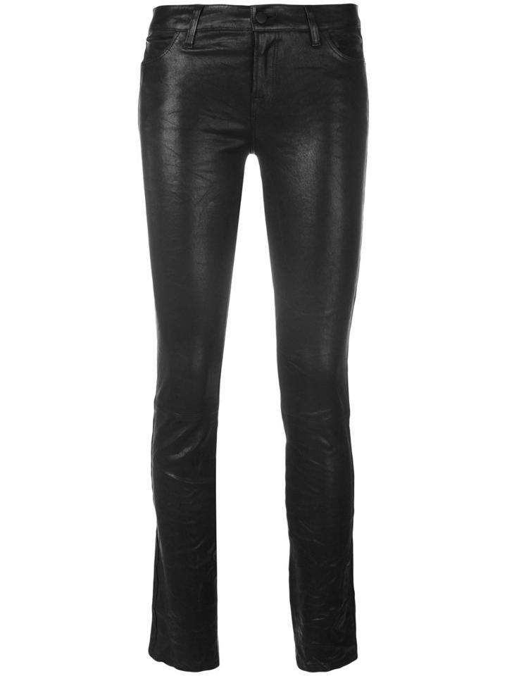 J Brand - Cropped Trousers - Women - Lamb Skin - 24, Black, Lamb Skin