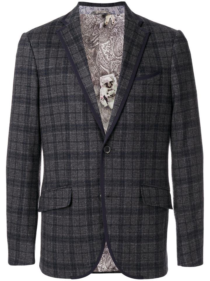 Etro - Check Single Breasted Jacket - Men - Cotton/cupro/wool - 48, Grey, Cotton/cupro/wool