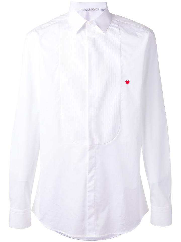 Neil Barrett - Heart Ribbed Bib Shirt - Men - Cotton - 43, White, Cotton
