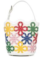 Sara Battaglia - Floral Bucket Bag - Women - Calf Leather/brass - One Size, White, Calf Leather/brass