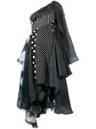 Richard Quinn Polka Dot Asymmetric Dress - Black