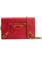 Balenciaga Metallic Edge Chain Clutch, Women's, Red, Leather