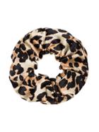 Ganni Brown, Black And Beige Calla Leopard Print Silk Scrunchie -