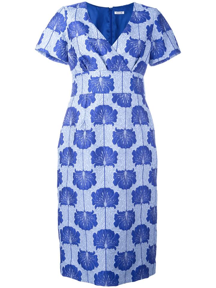 P.a.r.o.s.h. Floral Jacquard Shift Dress, Women's, Size: Xs, Blue, Silk/polyamide/polyester/viscose