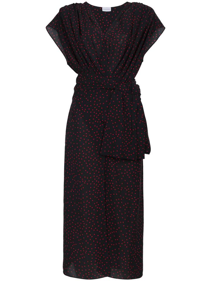 Magda Butrym Diablo Gathered Silk Midi Dress - Black