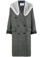 Prada Double Breasted Midi Coat - Grey