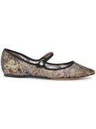 Tabitha Simmons Hermione Gold Lace Ballerinas