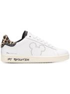 Moa Master Of Arts Mickey Mouse Fur-trimmed Sneakers - White