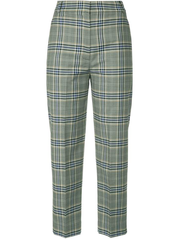 Tibi Checked Tailored Cropped Trousers - Grey