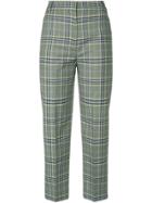 Tibi Checked Tailored Cropped Trousers - Grey