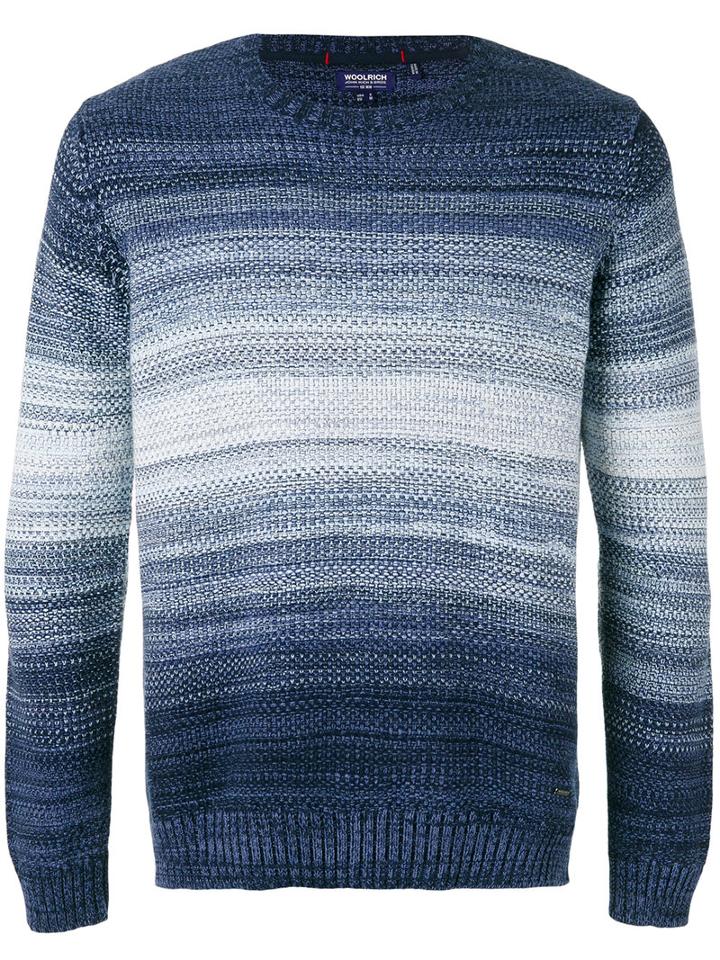 Woolrich Striped Knitted Sweater, Men's, Size: Large, Blue, Cotton